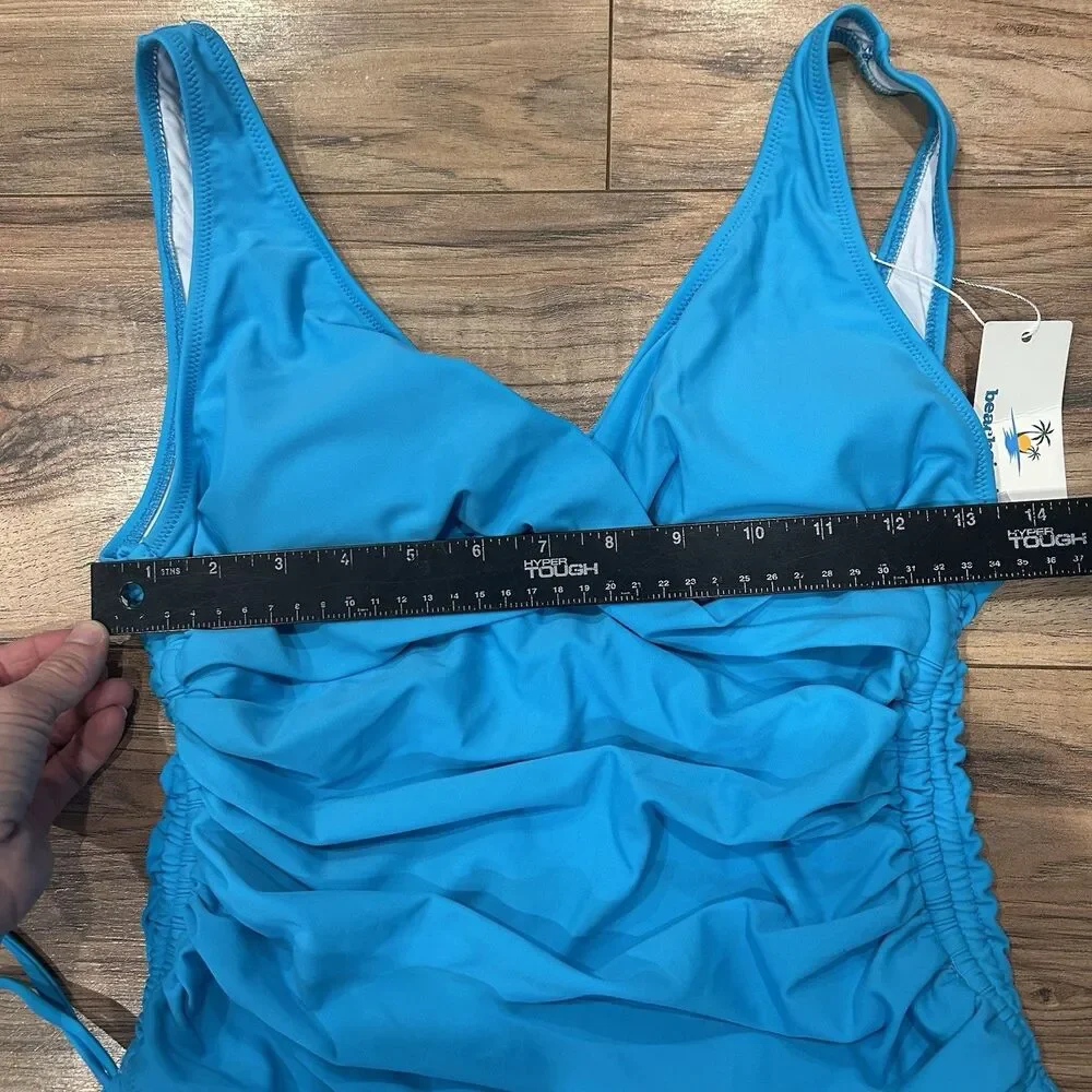 NWT Beachsissi One Piece Swim Suit Twist Front Drawstring Side Size Medium